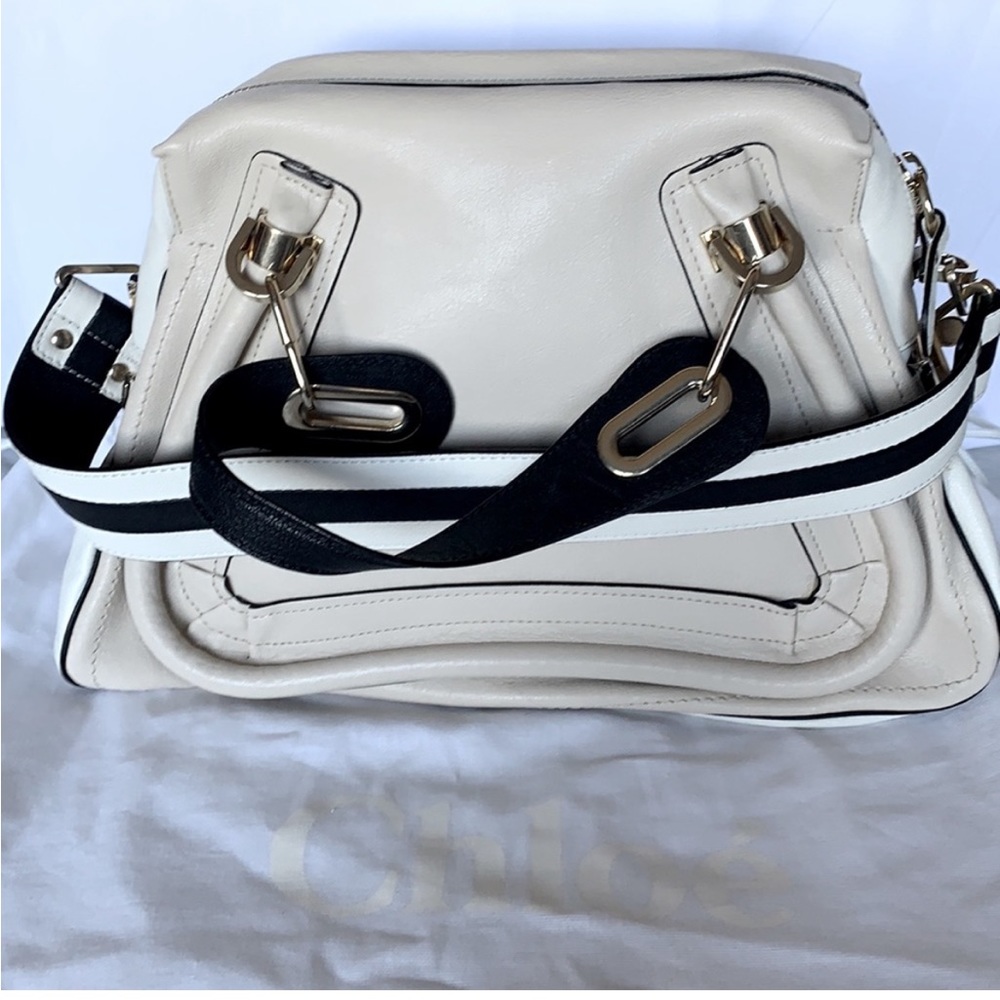 Chloe Paratay Medium Paramilitary Authenticity Card Dust Bag Cream 2 way Bag